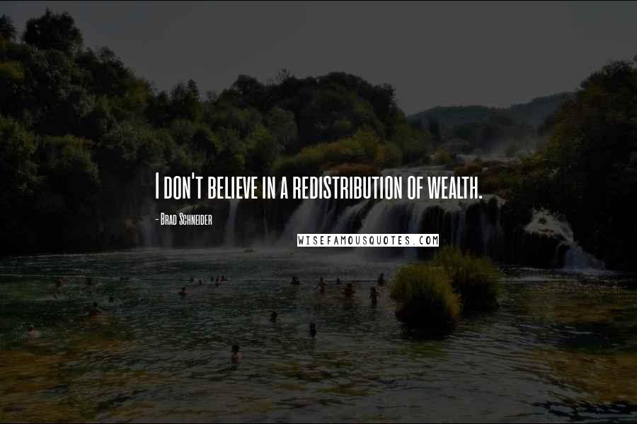 Brad Schneider Quotes: I don't believe in a redistribution of wealth.