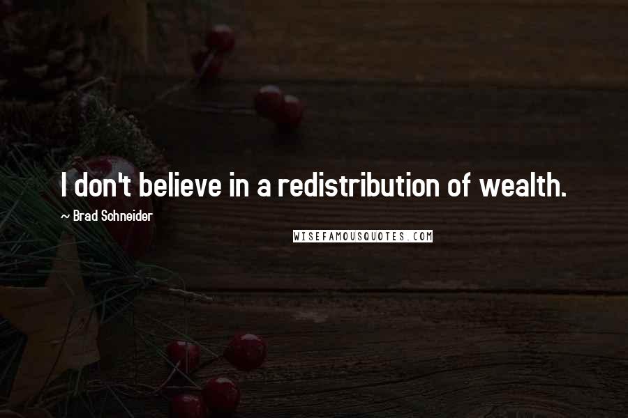 Brad Schneider Quotes: I don't believe in a redistribution of wealth.