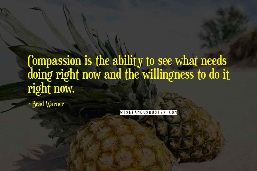 Brad Warner Quotes: Compassion is the ability to see what needs doing right now and the willingness to do it right now.