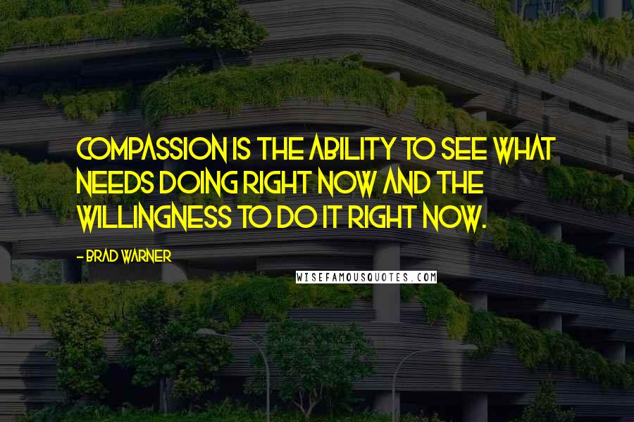 Brad Warner Quotes: Compassion is the ability to see what needs doing right now and the willingness to do it right now.