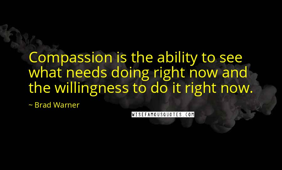 Brad Warner Quotes: Compassion is the ability to see what needs doing right now and the willingness to do it right now.