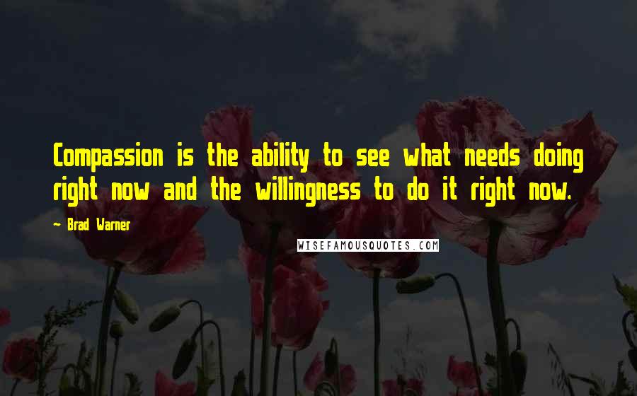 Brad Warner Quotes: Compassion is the ability to see what needs doing right now and the willingness to do it right now.