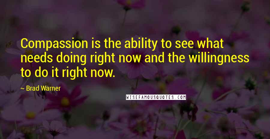 Brad Warner Quotes: Compassion is the ability to see what needs doing right now and the willingness to do it right now.