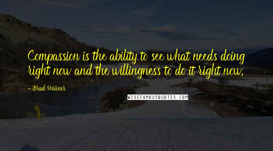 Brad Warner Quotes: Compassion is the ability to see what needs doing right now and the willingness to do it right now.