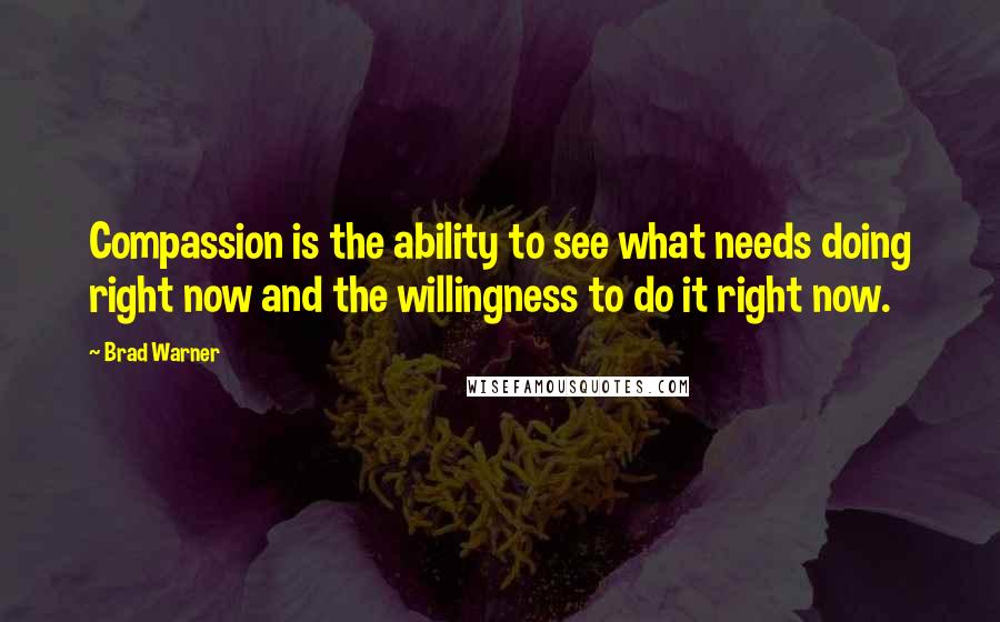 Brad Warner Quotes: Compassion is the ability to see what needs doing right now and the willingness to do it right now.