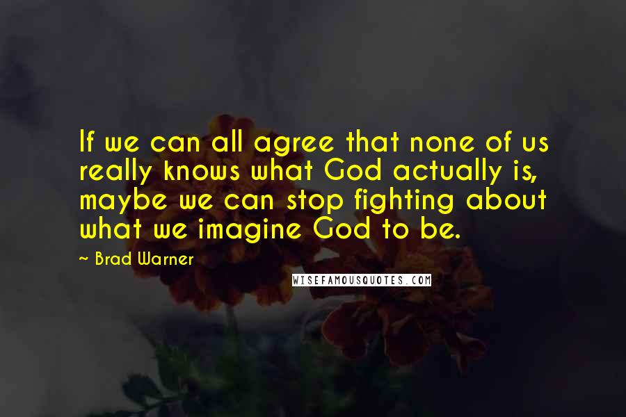 Brad Warner Quotes: If we can all agree that none of us really knows what God actually is, maybe we can stop fighting about what we imagine God to be.