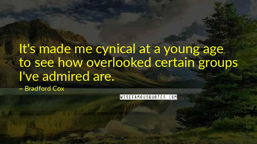 Bradford Cox Quotes: It's made me cynical at a young age to see how overlooked certain groups I've admired are.