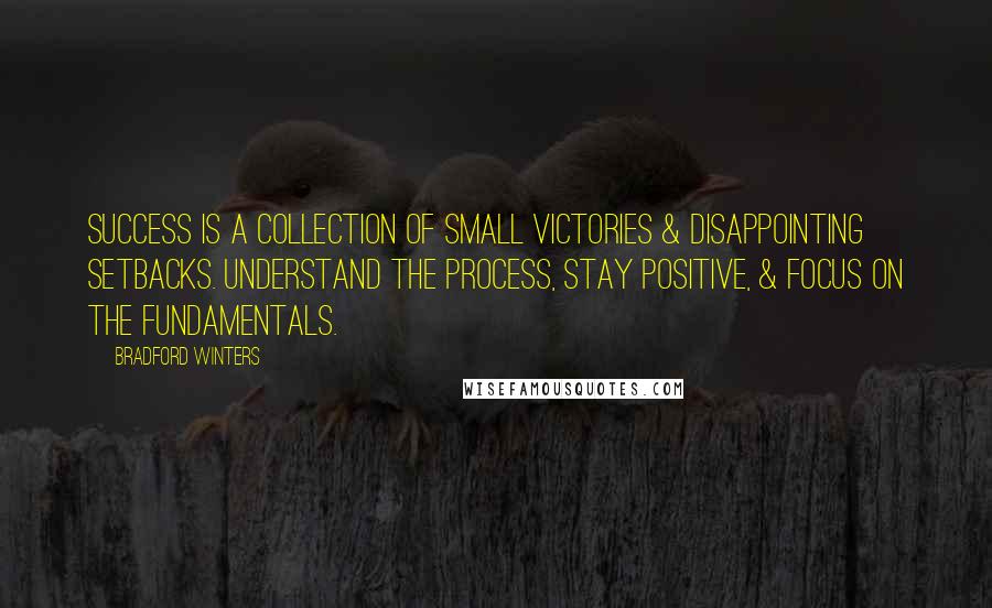 Bradford Winters Quotes: Success is a collection of small victories & disappointing setbacks. Understand the process, stay positive, & focus on the fundamentals.