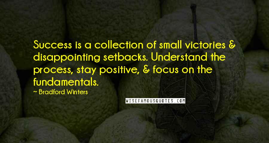 Bradford Winters Quotes: Success is a collection of small victories & disappointing setbacks. Understand the process, stay positive, & focus on the fundamentals.