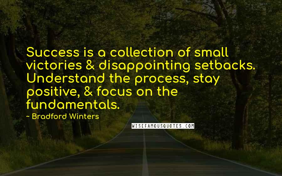 Bradford Winters Quotes: Success is a collection of small victories & disappointing setbacks. Understand the process, stay positive, & focus on the fundamentals.