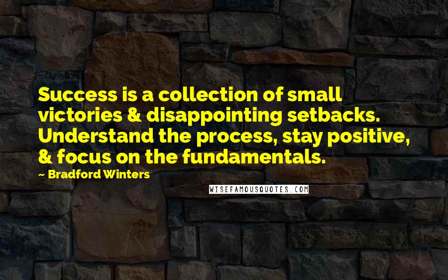 Bradford Winters Quotes: Success is a collection of small victories & disappointing setbacks. Understand the process, stay positive, & focus on the fundamentals.