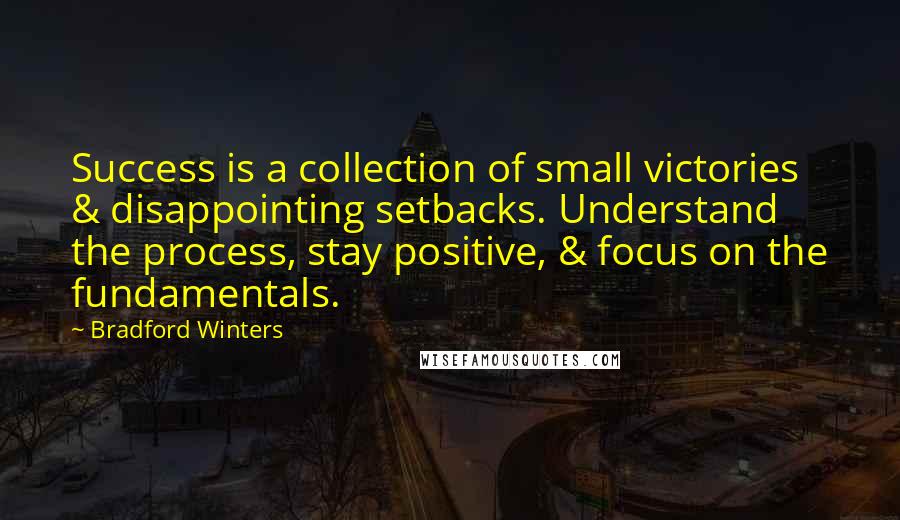 Bradford Winters Quotes: Success is a collection of small victories & disappointing setbacks. Understand the process, stay positive, & focus on the fundamentals.