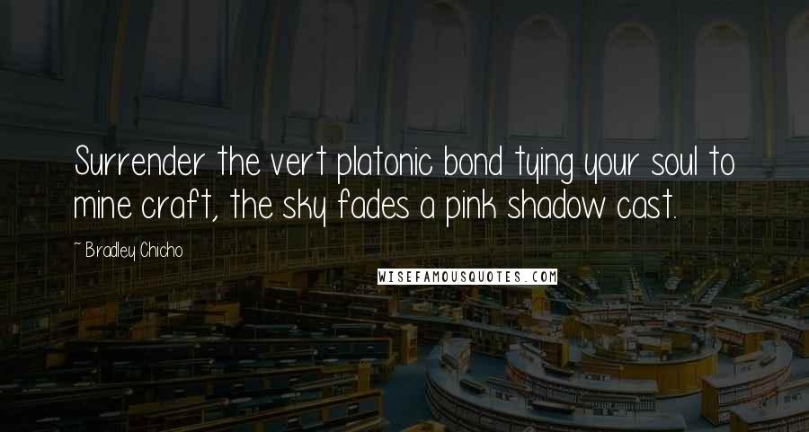 Bradley Chicho Quotes: Surrender the vert platonic bond tying your soul to mine craft, the sky fades a pink shadow cast.