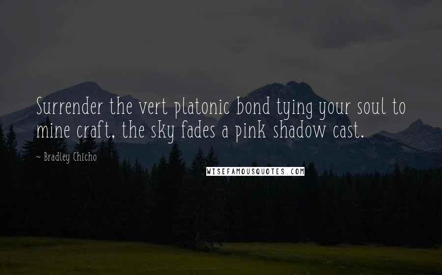 Bradley Chicho Quotes: Surrender the vert platonic bond tying your soul to mine craft, the sky fades a pink shadow cast.