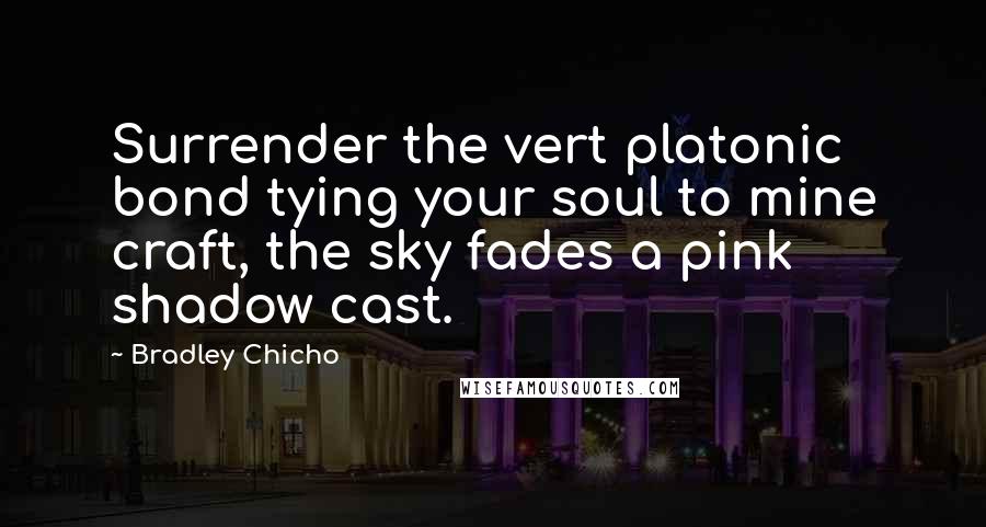 Bradley Chicho Quotes: Surrender the vert platonic bond tying your soul to mine craft, the sky fades a pink shadow cast.