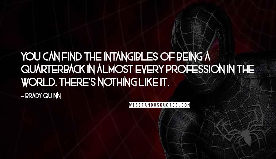 Brady Quinn Quotes: You can find the intangibles of being a quarterback in almost every profession in the world. There's nothing like it.