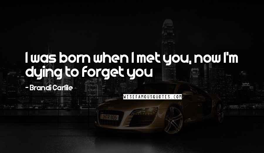 Brandi Carlile Quotes: I was born when I met you, now I'm dying to forget you