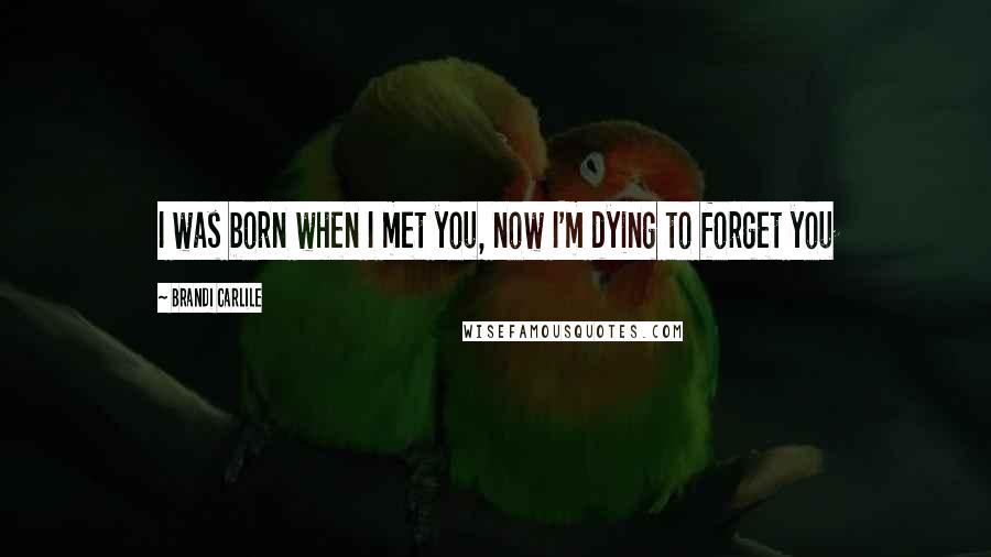 Brandi Carlile Quotes: I was born when I met you, now I'm dying to forget you