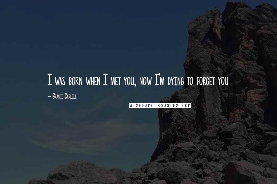 Brandi Carlile Quotes: I was born when I met you, now I'm dying to forget you