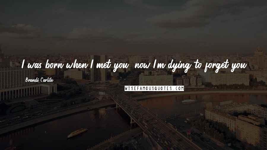 Brandi Carlile Quotes: I was born when I met you, now I'm dying to forget you