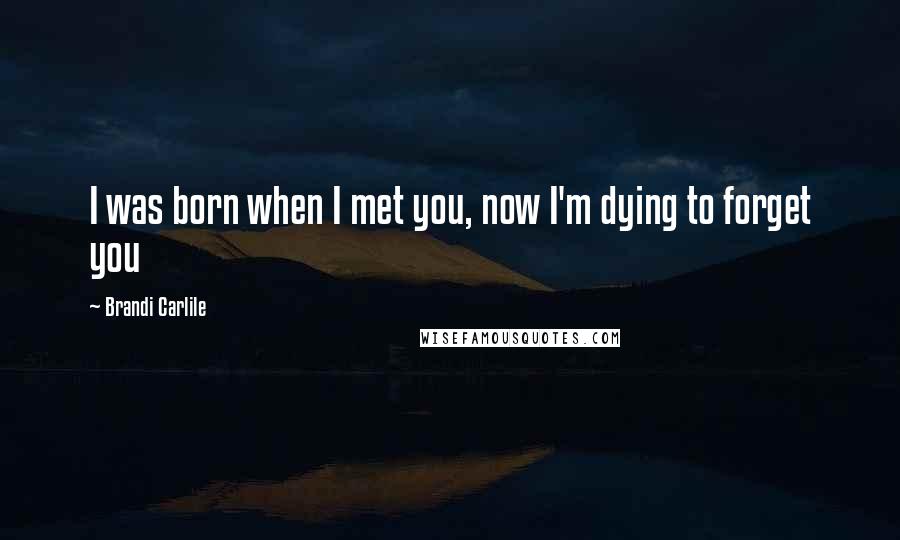 Brandi Carlile Quotes: I was born when I met you, now I'm dying to forget you