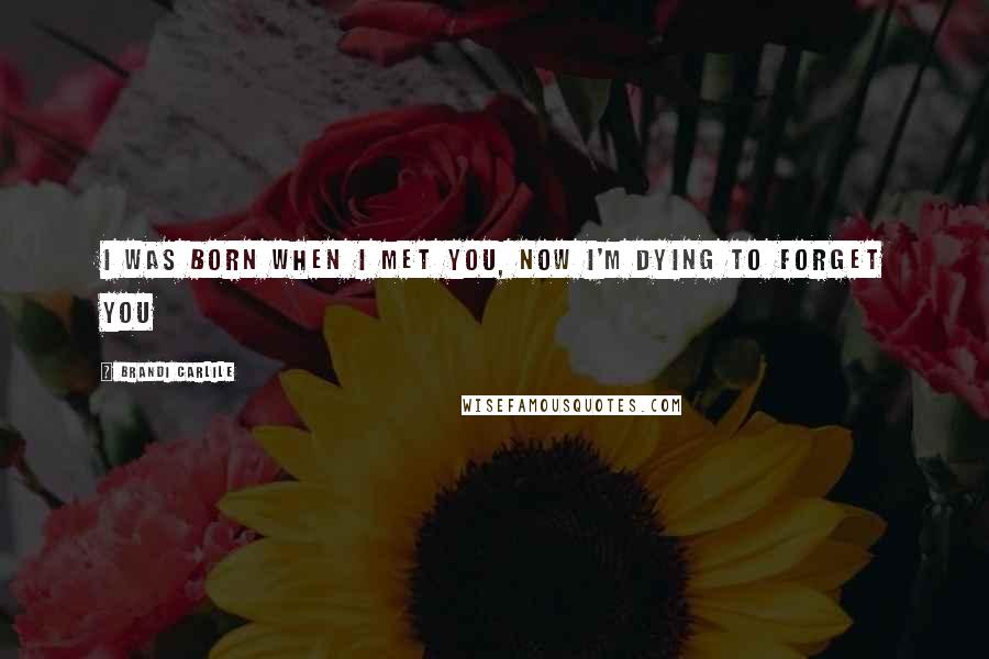 Brandi Carlile Quotes: I was born when I met you, now I'm dying to forget you
