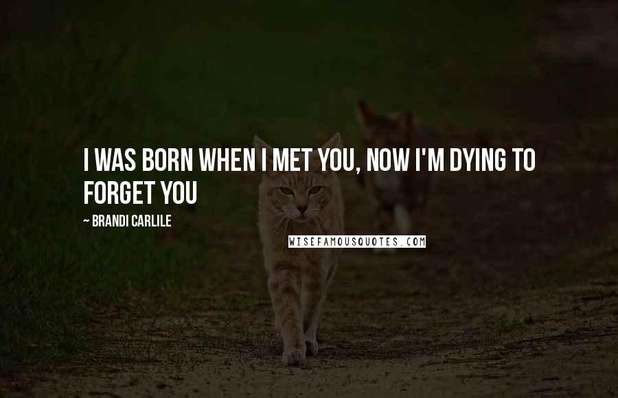 Brandi Carlile Quotes: I was born when I met you, now I'm dying to forget you