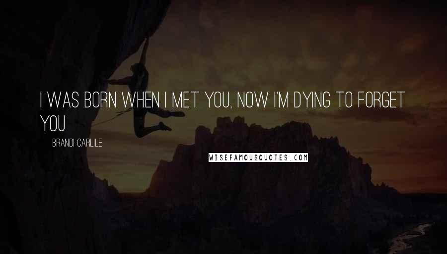 Brandi Carlile Quotes: I was born when I met you, now I'm dying to forget you