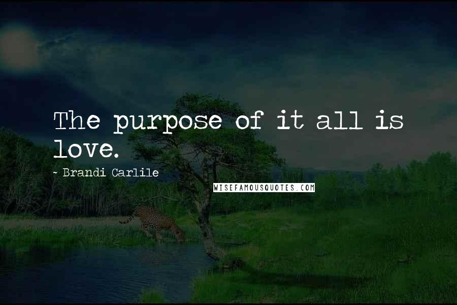 Brandi Carlile Quotes: The purpose of it all is love.