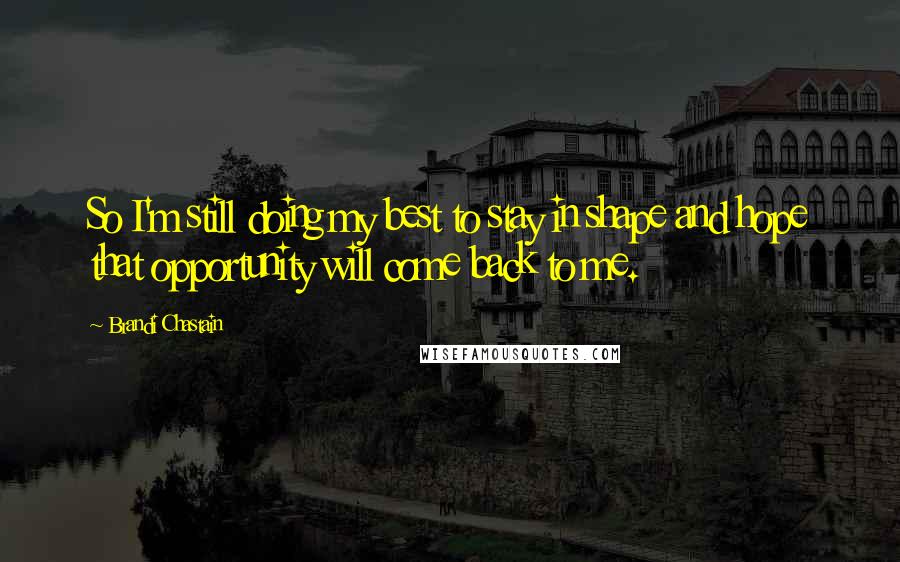 Brandi Chastain Quotes: So I'm still doing my best to stay in shape and hope that opportunity will come back to me.