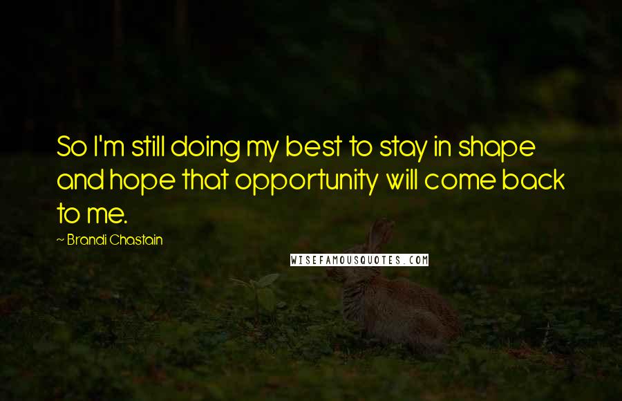 Brandi Chastain Quotes: So I'm still doing my best to stay in shape and hope that opportunity will come back to me.