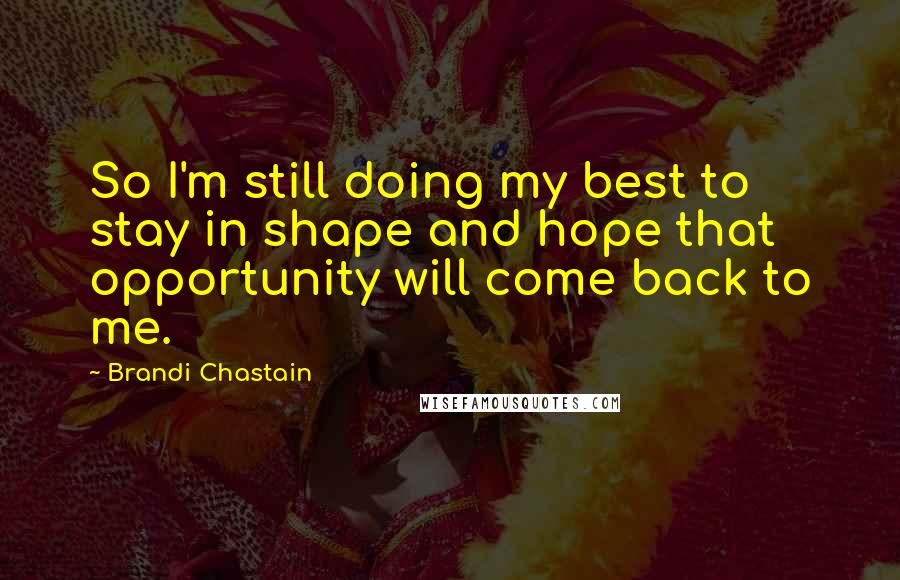 Brandi Chastain Quotes: So I'm still doing my best to stay in shape and hope that opportunity will come back to me.