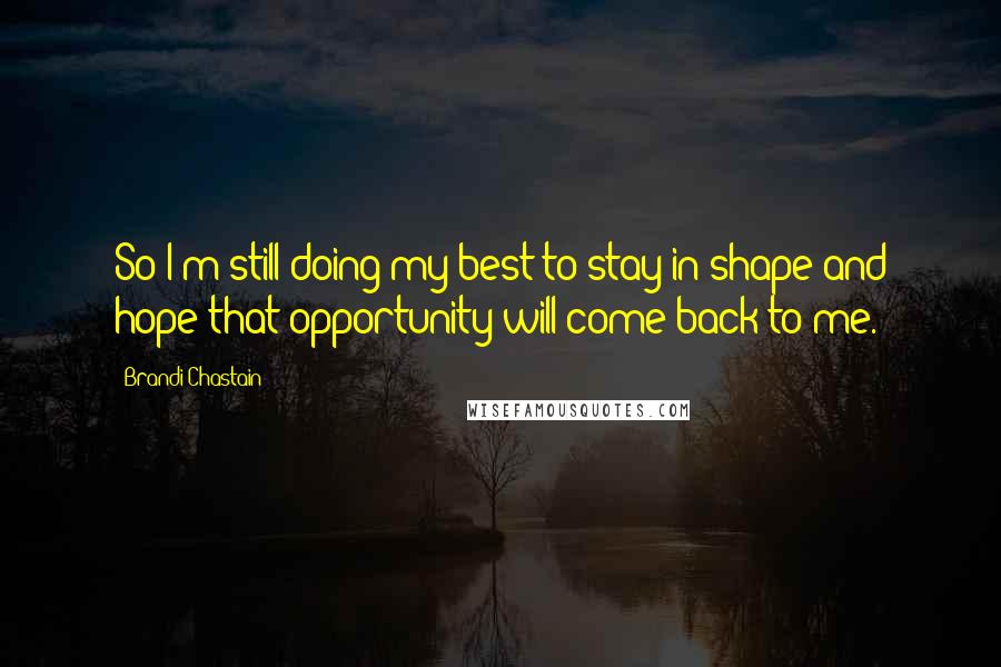 Brandi Chastain Quotes: So I'm still doing my best to stay in shape and hope that opportunity will come back to me.