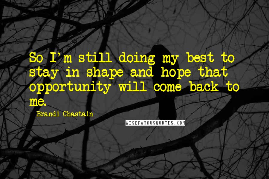 Brandi Chastain Quotes: So I'm still doing my best to stay in shape and hope that opportunity will come back to me.