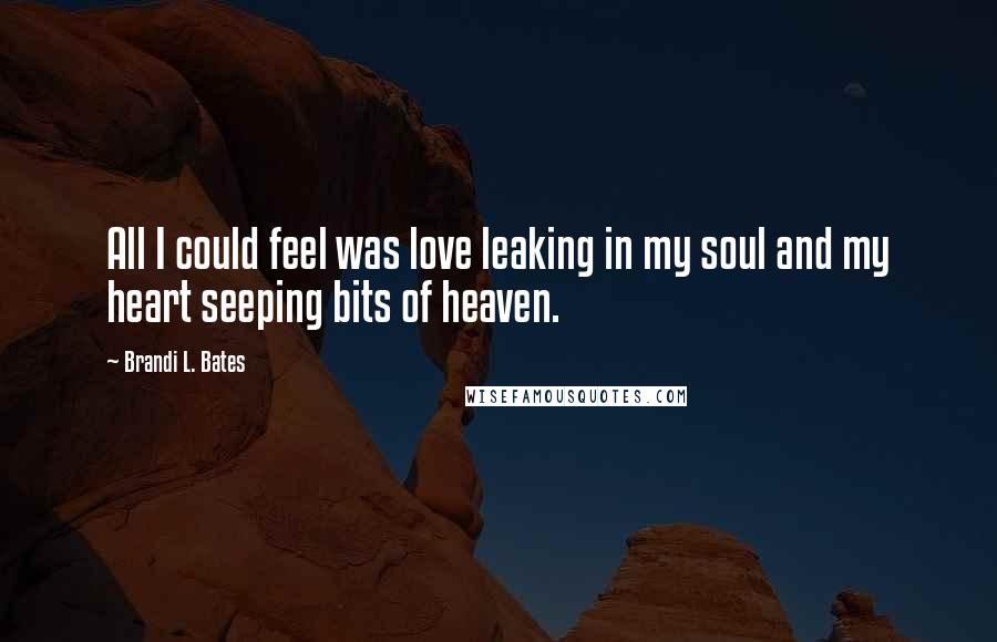 Brandi L. Bates Quotes: All I could feel was love leaking in my soul and my heart seeping bits of heaven.