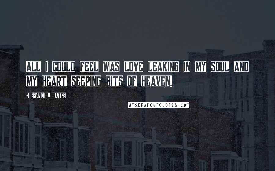 Brandi L. Bates Quotes: All I could feel was love leaking in my soul and my heart seeping bits of heaven.