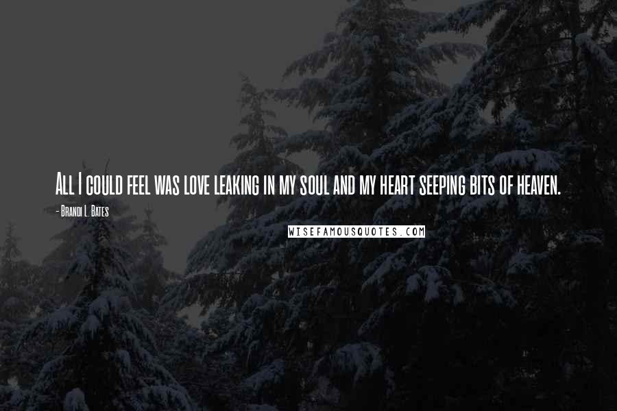 Brandi L. Bates Quotes: All I could feel was love leaking in my soul and my heart seeping bits of heaven.