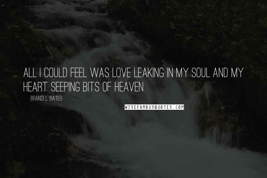 Brandi L. Bates Quotes: All I could feel was love leaking in my soul and my heart seeping bits of heaven.