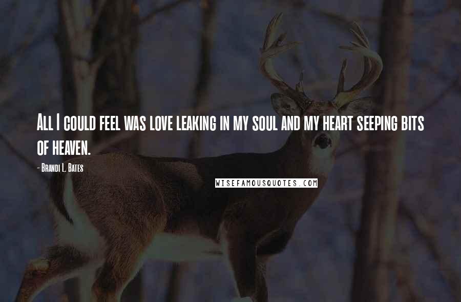 Brandi L. Bates Quotes: All I could feel was love leaking in my soul and my heart seeping bits of heaven.