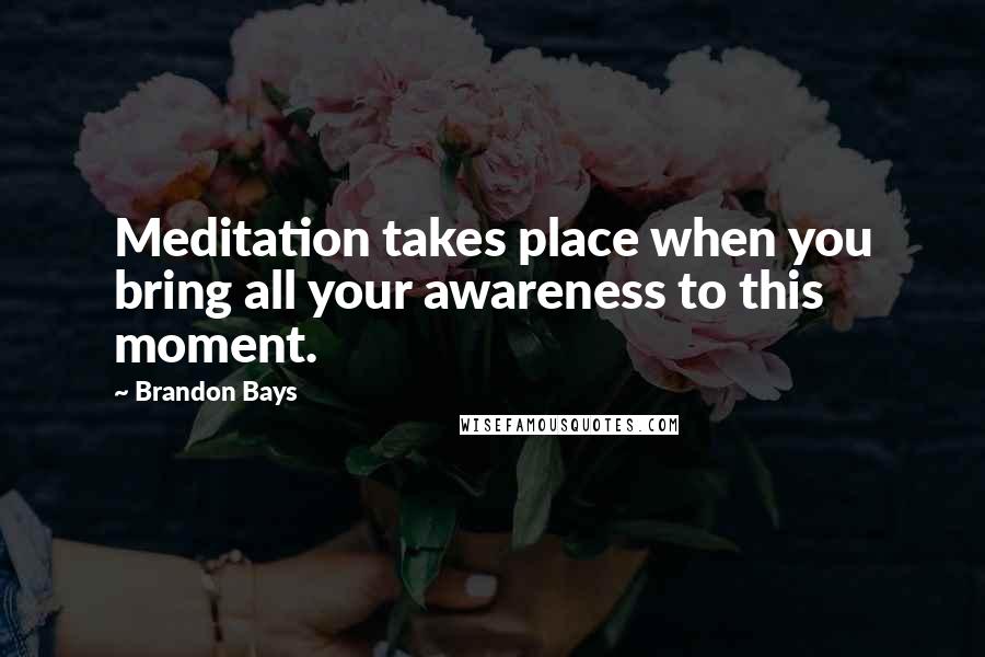 Brandon Bays Quotes: Meditation takes place when you bring all your awareness to this moment.