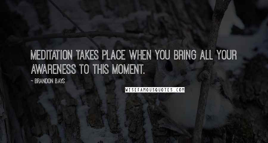 Brandon Bays Quotes: Meditation takes place when you bring all your awareness to this moment.