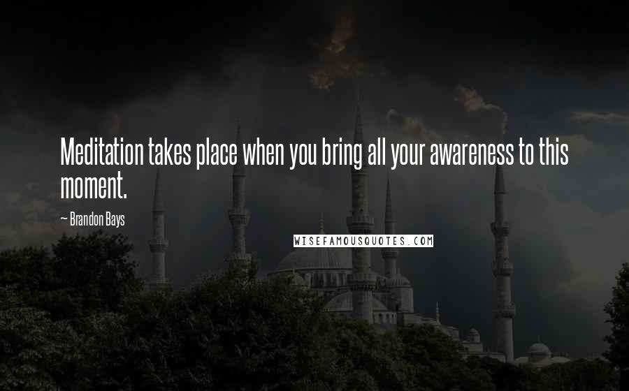 Brandon Bays Quotes: Meditation takes place when you bring all your awareness to this moment.