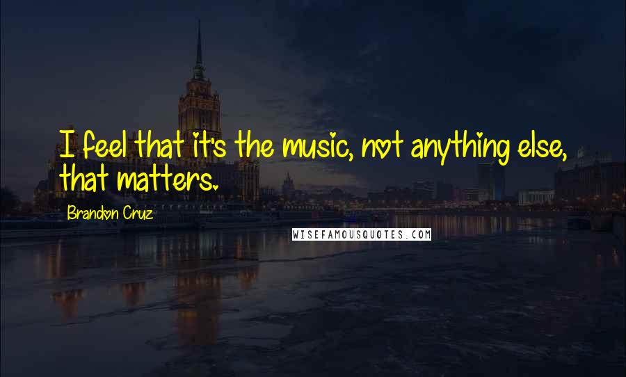 Brandon Cruz Quotes: I feel that it's the music, not anything else, that matters.