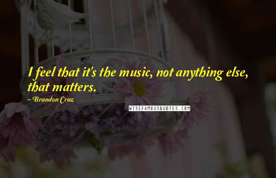 Brandon Cruz Quotes: I feel that it's the music, not anything else, that matters.