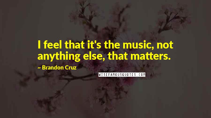 Brandon Cruz Quotes: I feel that it's the music, not anything else, that matters.