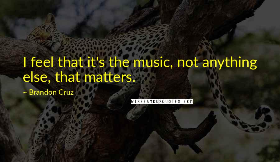 Brandon Cruz Quotes: I feel that it's the music, not anything else, that matters.