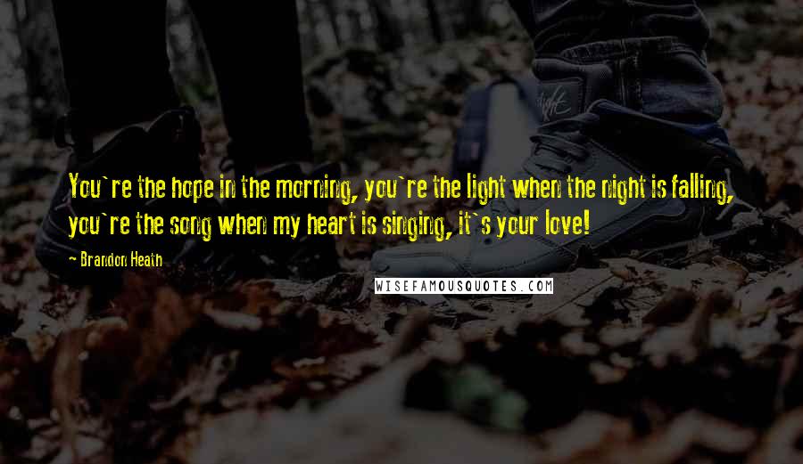 Brandon Heath Quotes: You're the hope in the morning, you're the light when the night is falling, you're the song when my heart is singing, it's your love!