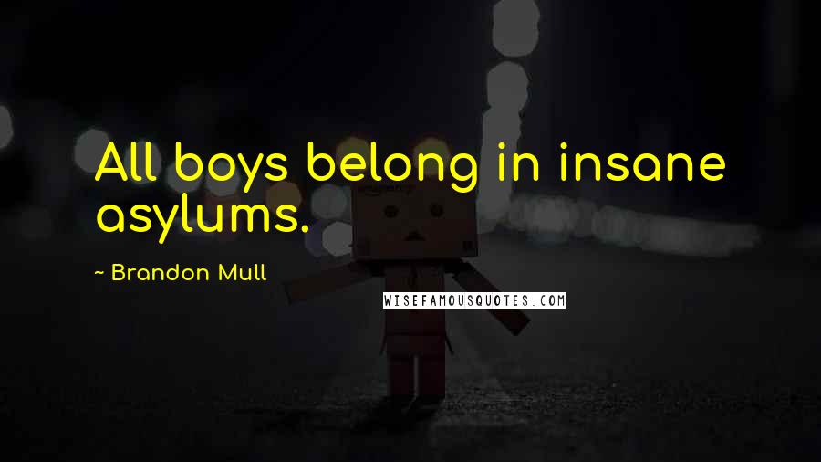 Brandon Mull Quotes: All boys belong in insane asylums.