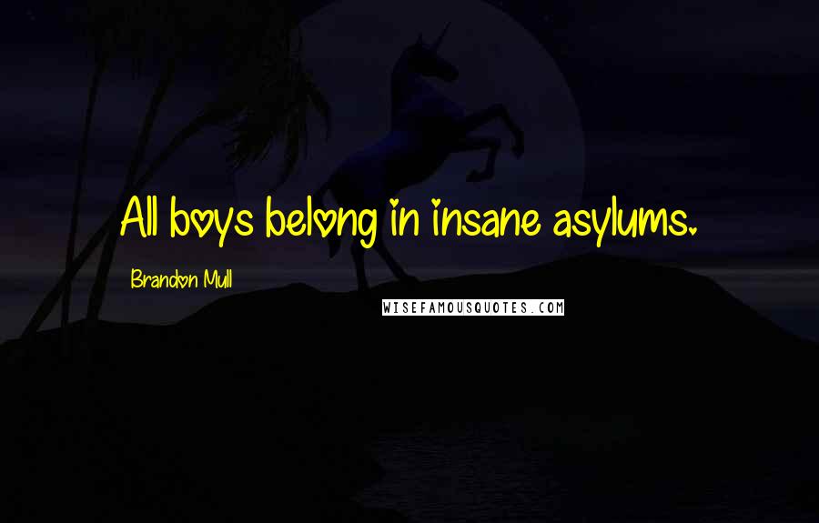 Brandon Mull Quotes: All boys belong in insane asylums.