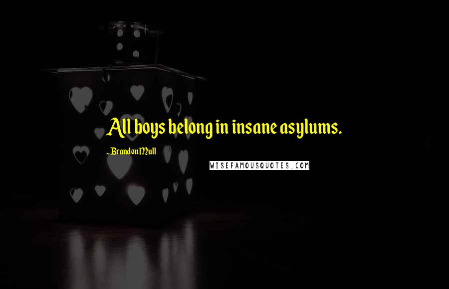 Brandon Mull Quotes: All boys belong in insane asylums.